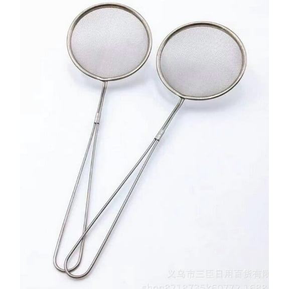 ITSELFER 5pcs Stainless Steel Fat Skimmer Spoon Extra Fine Mesh Strainer Oil Filter Spoon Small Sieve For Kitchen Cooking Oil Filter Deep Fryer Replacement Filters Silver