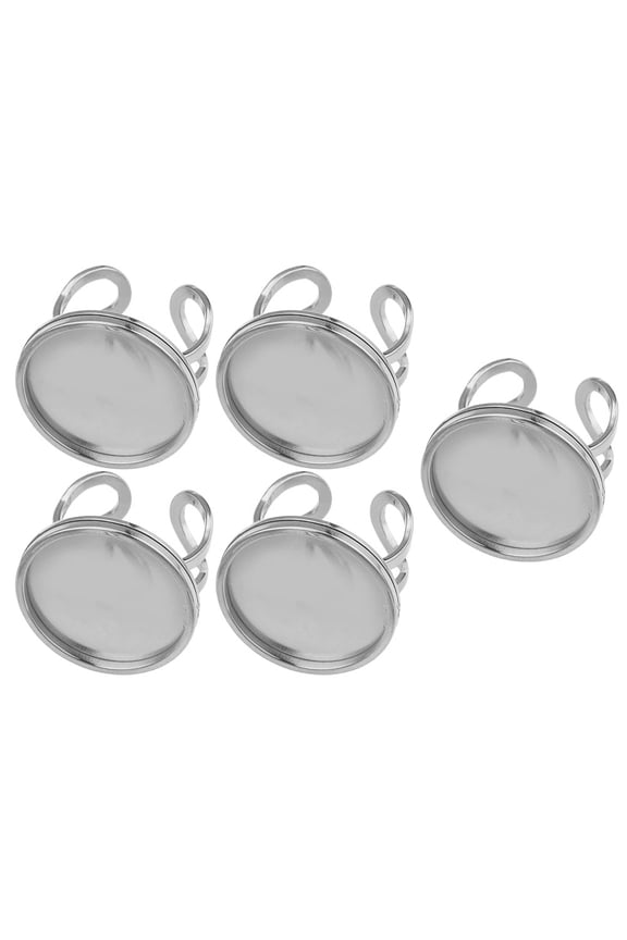 5pcs Stainless Steel Open Ring Adjustable Jewelry Ring Blank DIY Jewelry Making Ring