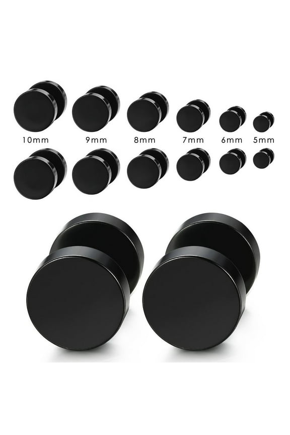 6 Pair Stud Earrings For Men Women Faux Gauges Ear Tunnel Fake Gauge Earrings Punk Barbell Shaped Earrings Titanium Steel