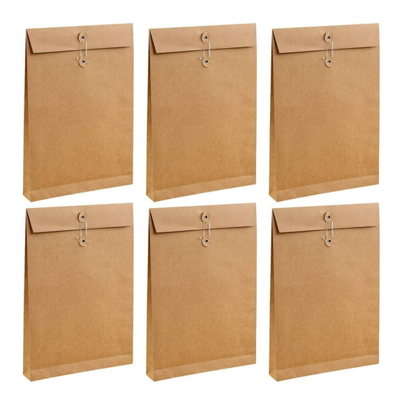 ITSELFER 6pcs A4 Light Brown Blank File Bag Paper Organizer Gift Holder Document Carrier Briefcase Case Clothes Packing Bag for Office Stationery