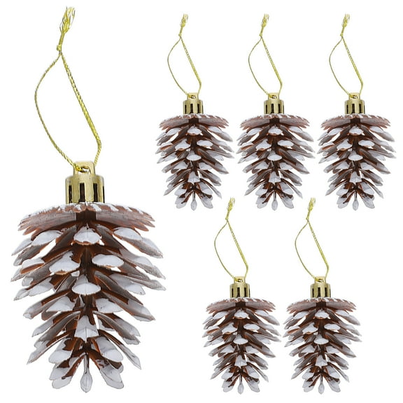 ITSELFER 6pcs Christmas Tree Pinecone Ornament Plastic Pine Cone Pendant Xmas Tree Ornament