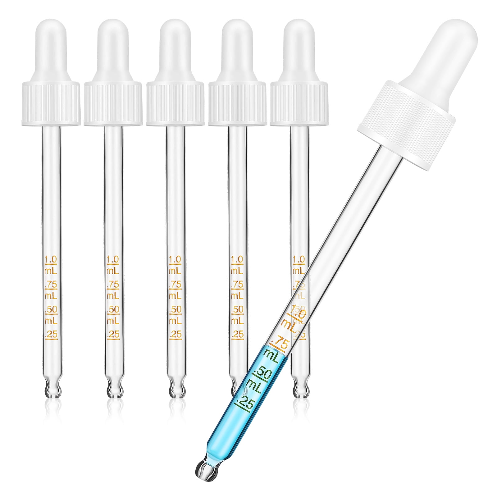 ITSELFER 6pcs Liquid Droppers Calibrated Pipette Glass Transfer