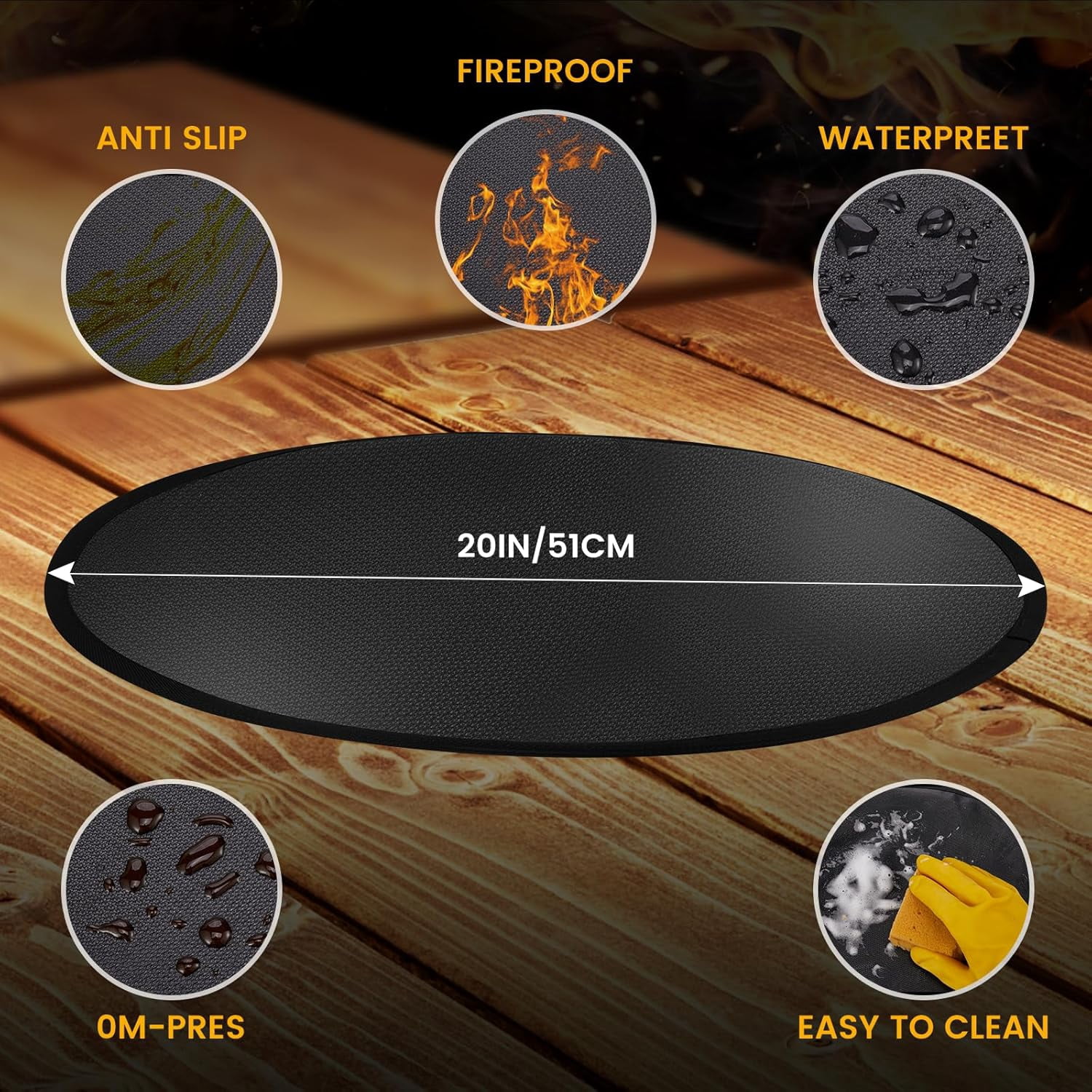 ITSELFER Fire Pit Mat Stove Mat Circle Heat Mat Fireproof Mat Silicone ...