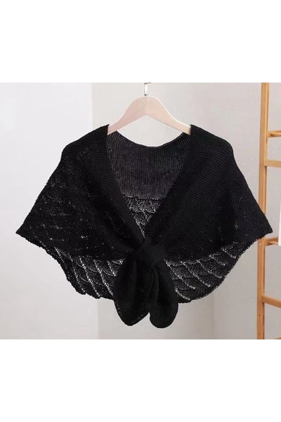 Hollow Shawl Wraps Knit Capelet Wraps for Women, Detachable Fake Collar Cardigan, Casual Sweaters Scarf Wraps for Air-Conditioned Room, Party, and Evening
