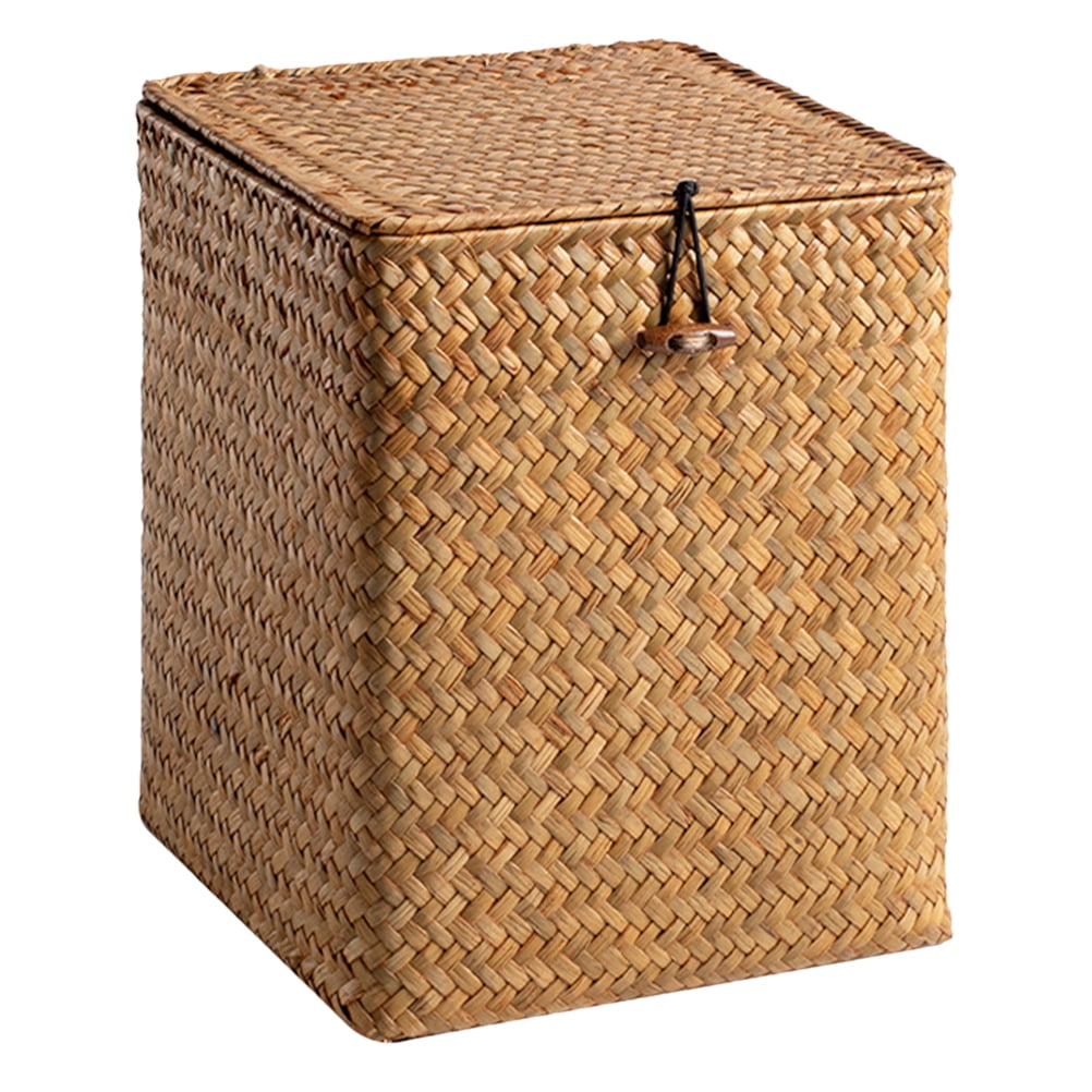 ITSELFER Lidded Storage Box Pastoral Style Storage Woven Basket Living