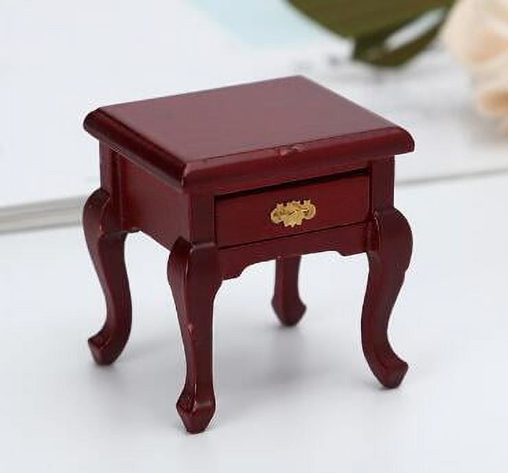 ITSELFER Miniature End Table Drawer Wooden Dollhouse Table 1:12 Scale ...