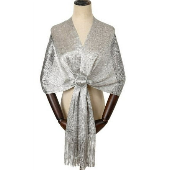 ITSELFER Shawl Scarf Women Shawl Wrap Silver Shawl For Formal Dress Silver Wrap Shawl Shoulder Cover Up Wedding Scarf For Women Dressy