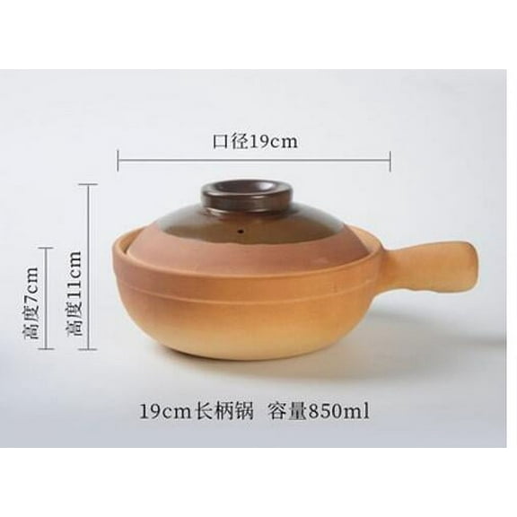 ITSELFER Traditional Clay Pot Chinese Clay Cooking Pot with Lid Single Handle Rice Porridge Stews Pot for Stovetop Cooking Use Traditional Casserole