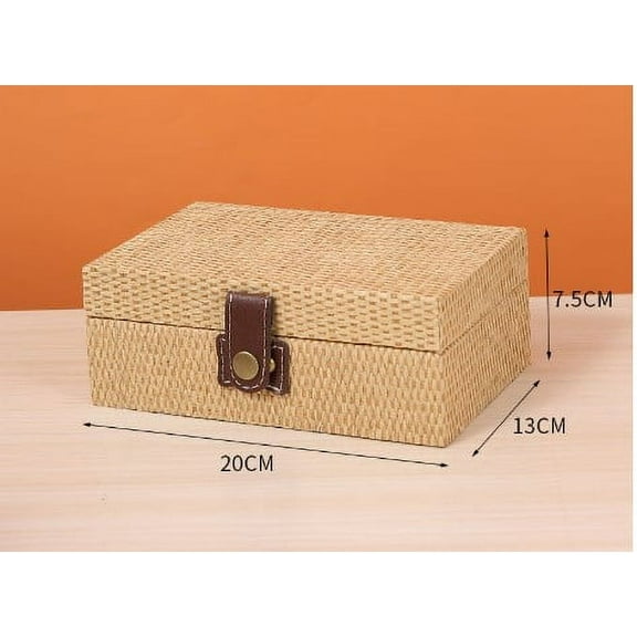 ITSELFER Wooden Decorative Box With Hinged Lid Treasure Chest Box Small Storage Box For Mementos Jewelry Trinket Photo Home Decor Birthday Anniversary Light
