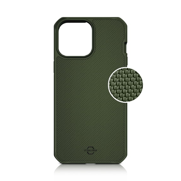 ITSKINS BALLISTIC-R CASE FOR IPHONE 13 PRO (6.1") - 100% RECYCLED MATERIALS - NYLON SERIES - OLIVE GREEN