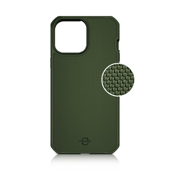 ITSKINS BALLISTIC-R CASE FOR IPHONE 13 PRO MAX (6.7") & IPHONE 12 PRO MAX (6.7") - 100% RECYCLED MATERIALS - NYLON SERIES - OLIVE GREEN