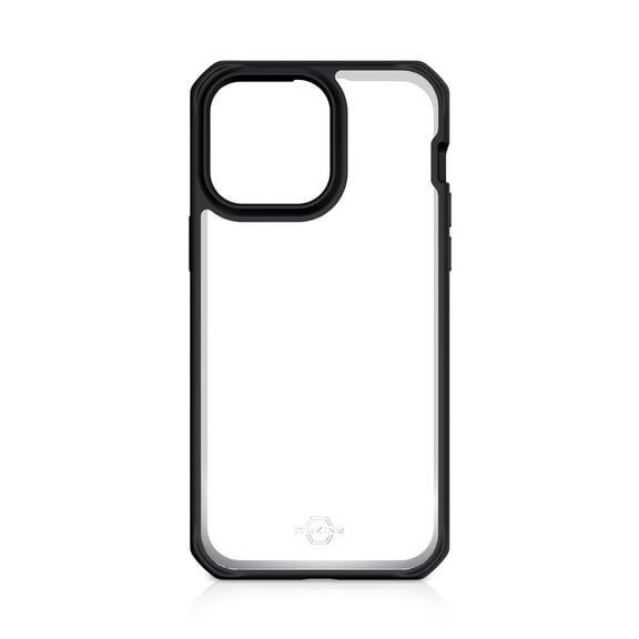 ITSKINS HYBRID-R CASE FOR IPHONE 14 PRO MAX (6.7") - 100% RECYCLED MATERIALS - CLEAR SERIES - PLAIN BLACK AND TRANSPARENT