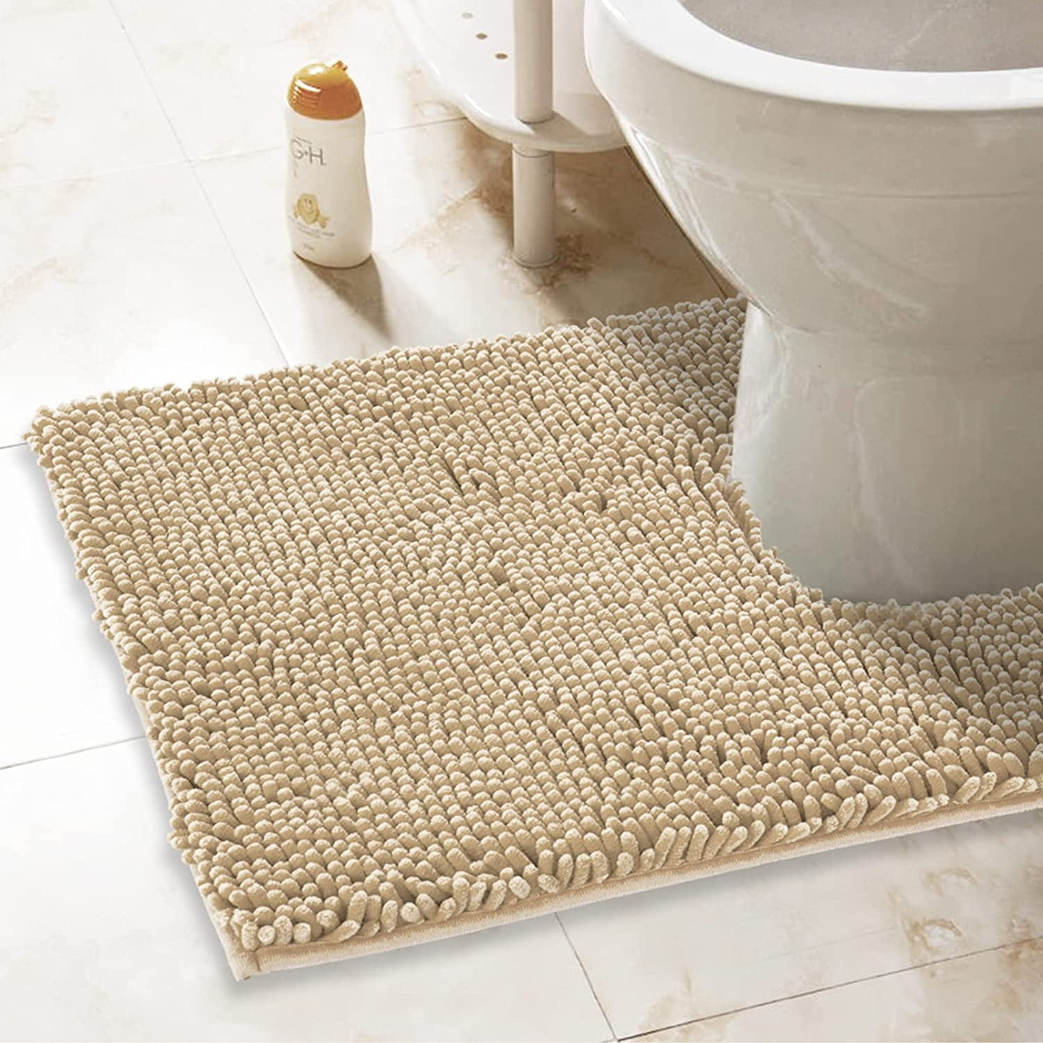 ITSOFT Chenille Contour Rug For Toilet,Toilet Rugs U Shaped 24 x 21