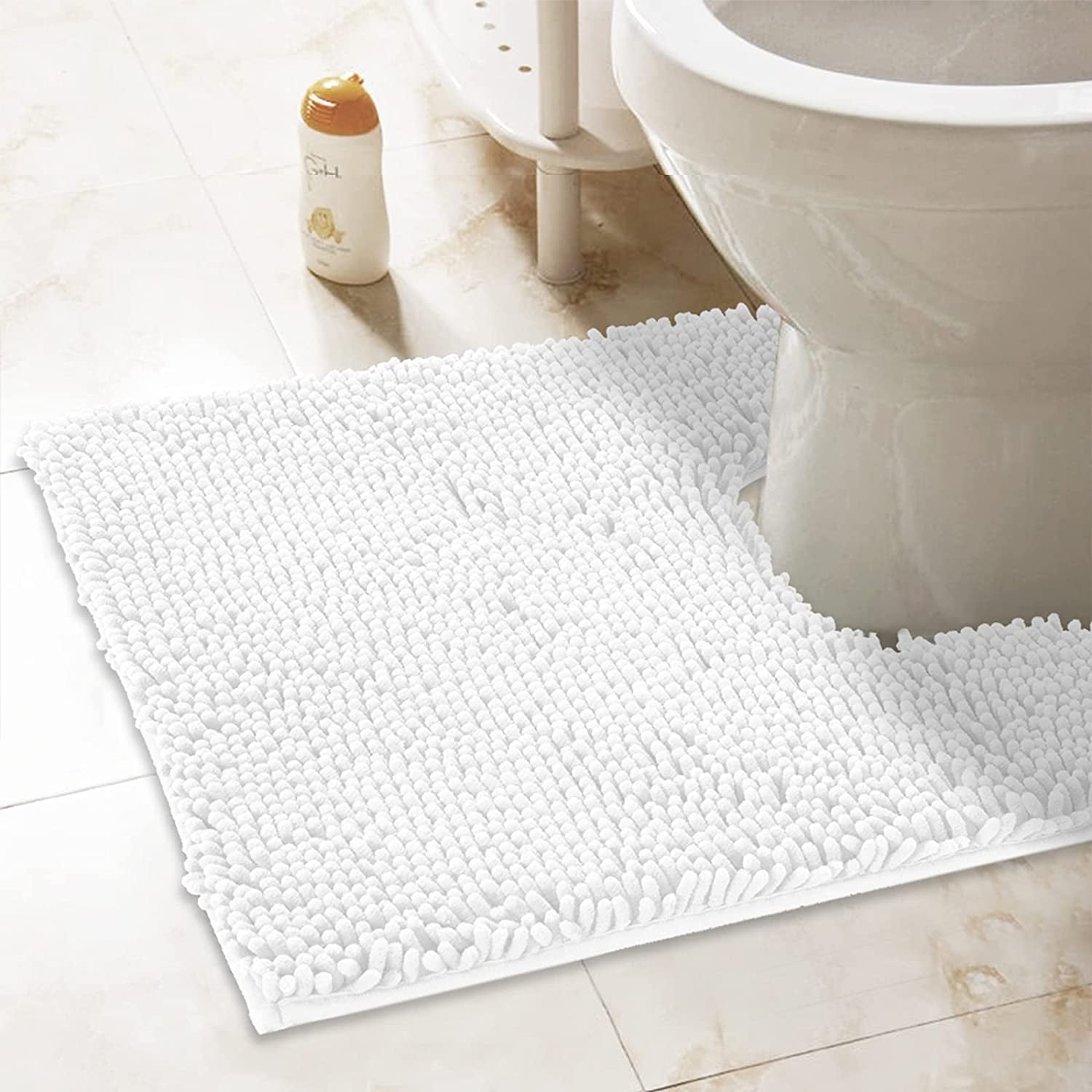 ITSOFT Chenille Contour Rug For Toilet,Toilet Rugs U Shaped 24 x 21