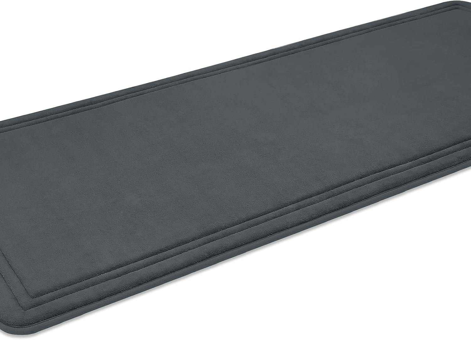 ITSOFT Luxury Memory Foam Bathroom Mats, Non-Slip Bathmat Set, Charcoal Gray, 23” x 59"