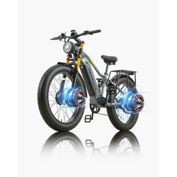 ITSTANDS Dual Motors 2000W Electric Bike for Adult 26'', UL2849 48V 20AH Removable Battery E-mountain bike 4.0 Fat Tire up to 30MPH Long Range Off-road Ebike Dual Hydraulic&Full Suspension Bicycles