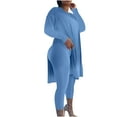 thumbnail image 1 of ITSUN Plus Size Women's 2 Piece Sweatsuits Outfits Casual Spring Summer Long Sleeve Round Neck Blouses Workout Yoga Gym Clothes Sets Blue M, 1 of 4