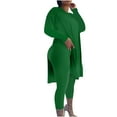 thumbnail image 1 of ITSUN Plus Size Women's 2 Piece Sweatsuits Outfits Casual Spring Summer Long Sleeve Round Neck Blouses Workout Yoga Gym Clothes Sets Green L, 1 of 4