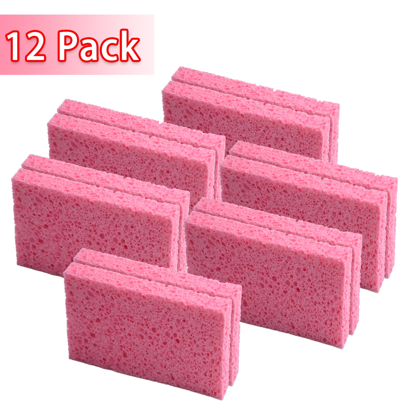 Dish Sponges Kitchen Pink Christmas Tree Scrub Sponge Merry Xmas Non  Scratch Reusable Compressed Cellulose Sponge Hanging for Household Cleaning