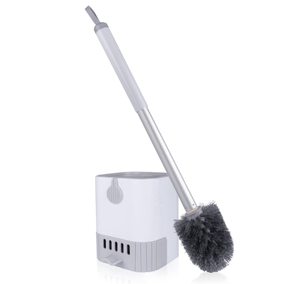 ITTAHO 16" Toilet Bowl Brush with Holder, Durable Alumnium Handle White Bathroom Toilet Brush