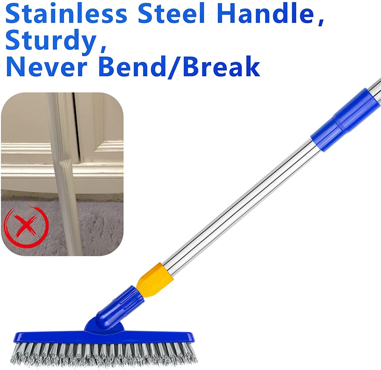 Grout Cleaner Brush with Telescopic Handle & Tough Bristles for Narrow &  Wide Kitchen Shower Tub Tile Surfaces - by ELITRA HOME,Swivel Grout Scrubber