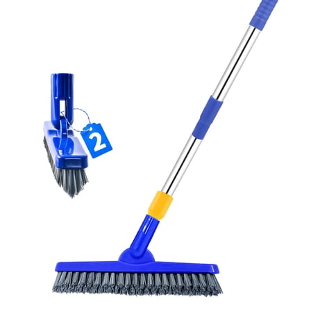 ITTAHO 2 Pack Grout Brush with Long Handle, Swivel Cleaning Grout Line Scrubber Stainless Steel Pole