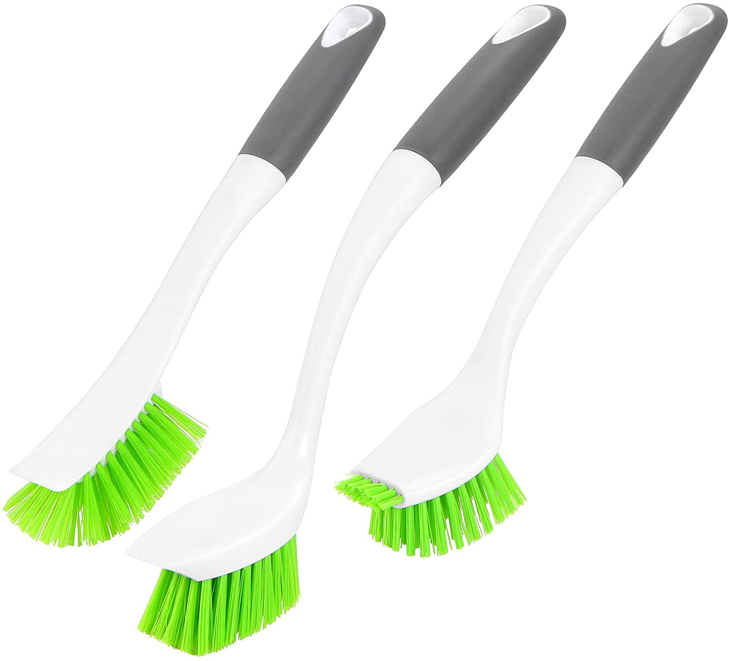 ITTAHO 3 Pack Dish Brush Set, Rubber Kitchen Scrub Brush for Cleaning -  Green 