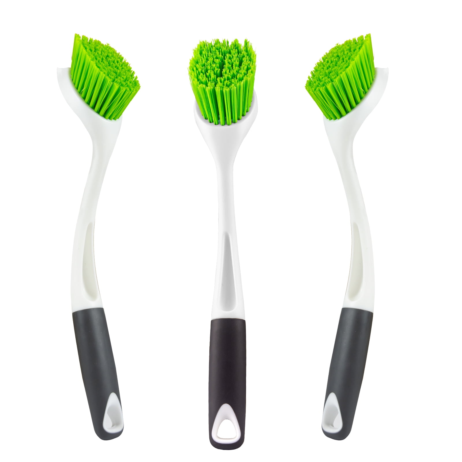 Ittaho 3 Pcs Dish Scrubbing Brush, Kitchen Cleaning Brush with Scraper Edge, Green