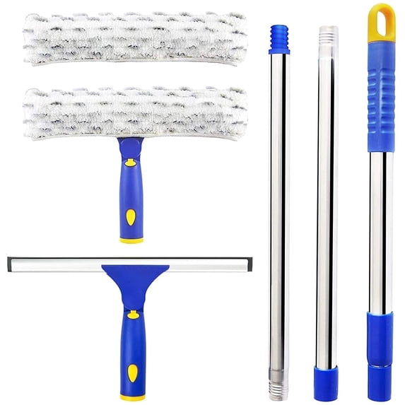 ITTAHO 60 inch Window Squeegee, Microfiber Scrubber Combi, Extendable 12" Window Cleaner Swivel Squeegee-2 Pads