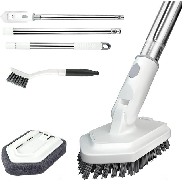 ITTAHO Extendable Bath Scrub with Long Handled Replaceable Brush Sponge