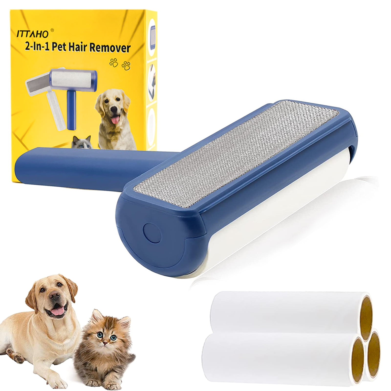 ITTAHO Pet Hair Remover, 2-in-1 Cat Hair Dog Removal Tool Lint