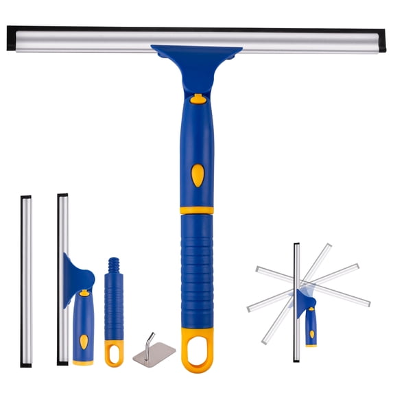 ITTAHO Swivel Shower Squeegee for Glass Doors, All-Purpose Anti-Slip Window Squeegee with 2 Blades 