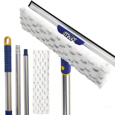 ITTAHO Swivel Window Cleaning Tool, 58" 2-in-1 Window Squeegee Cleaner with Long Handle
