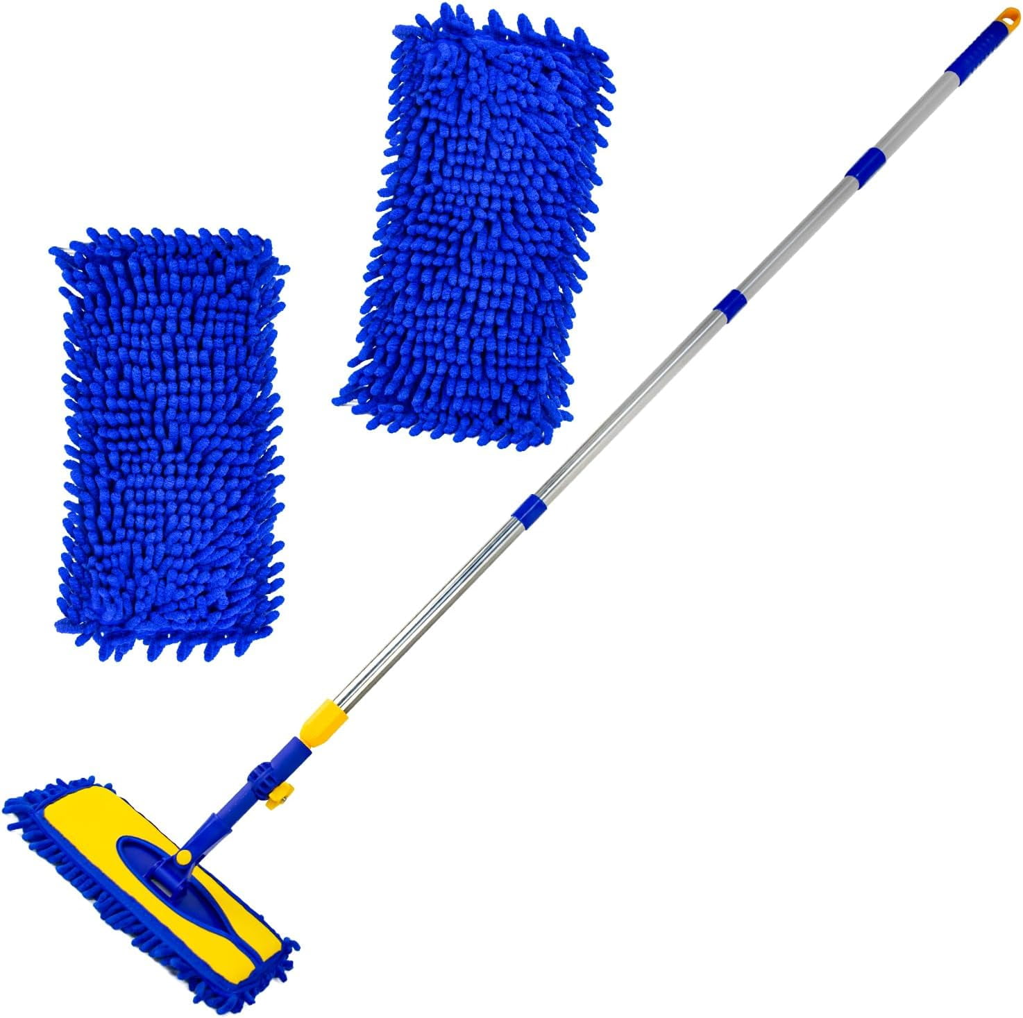 ITTAR Car Wash Brush with 61" Long Handle, 2 Pads Chenille Microfiber