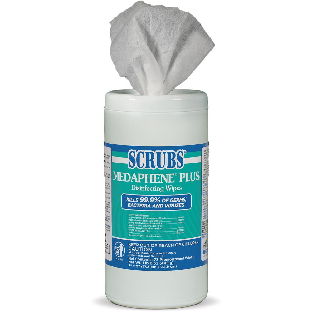 SCRUBS Medaphene Plus Disinfecting Wipes - Citrus Scent - 9" Length x 6" Width - 73 - 6 / Carton - Disinfectant, Deodorize, Textured, Absorbent, Pre-moistened, Easy to Use, Strong, Water Soluble,...