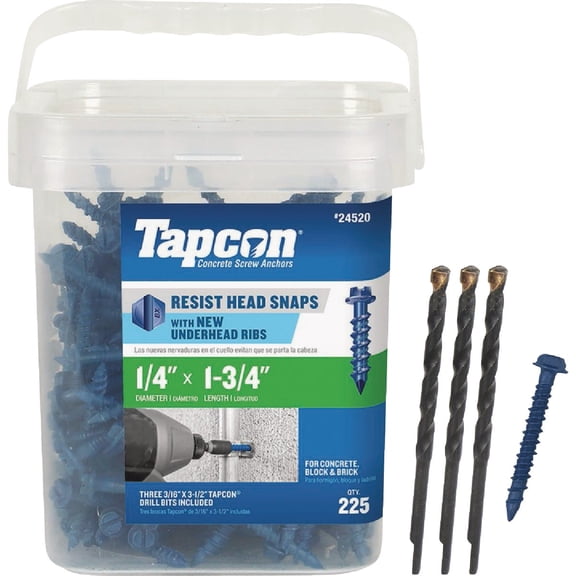ITW BRANDS - TAPCON 24520 Anchor CNCRT 1/4X1-3/4IN Pack of 3