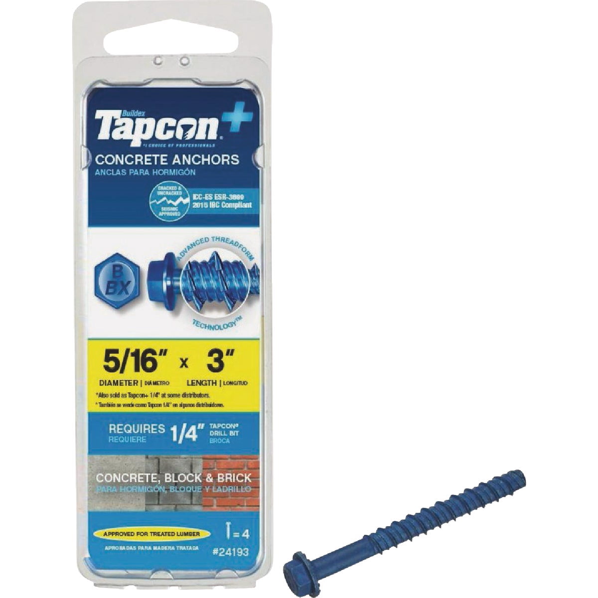 ITW Brands 24193 0.31 x 3 in. Concrete Hexagon Anchor