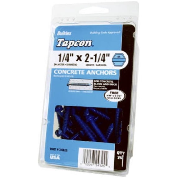 ITW Brands 24310 75 Pack 0.19 x 2.75 Hex Washer Head Concrete Anchors