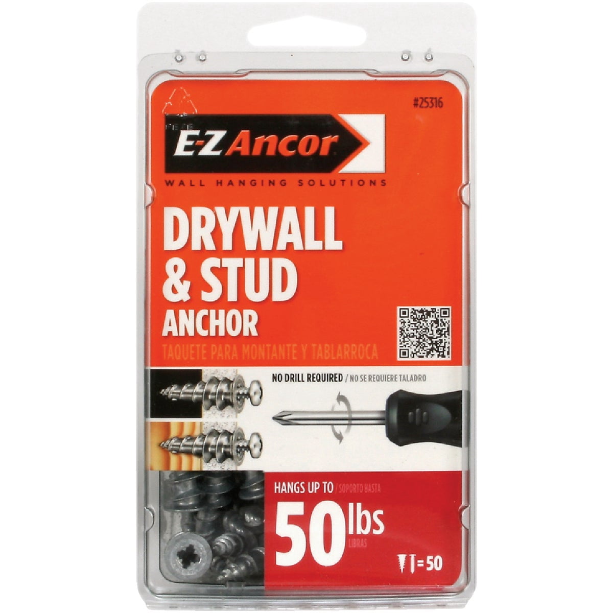 ITW Brands Stud Drywall Anchor - Aluminum - 50 Pack, #7 x 1-1/4 In.