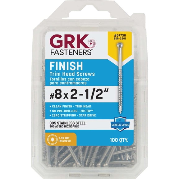 GRK Finish Screws 67730 - Stainless Steel, #8 x 2-1/2 - 100 Count
