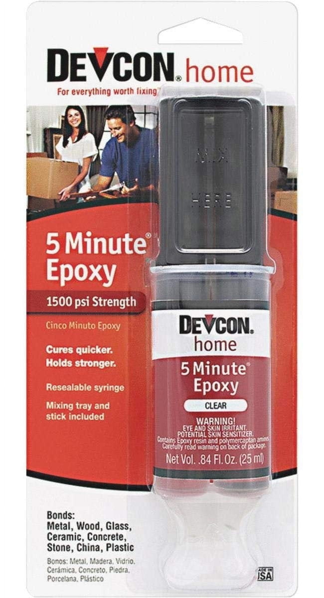 ITW Consumer/Devcon 20845 High Strength 5-Minute Epoxy with 25mL Syringe, Begins to Harden in 8 to 10 Minutes, 0.84 oz Syringe, Clear Pack of 6