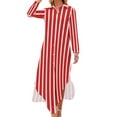 thumbnail image 1 of IU Candy Stripes! Crimson and Cream Red and white striped Long Sleeved Shirt Dress clothes for woman short dresses daring, 1 of 6