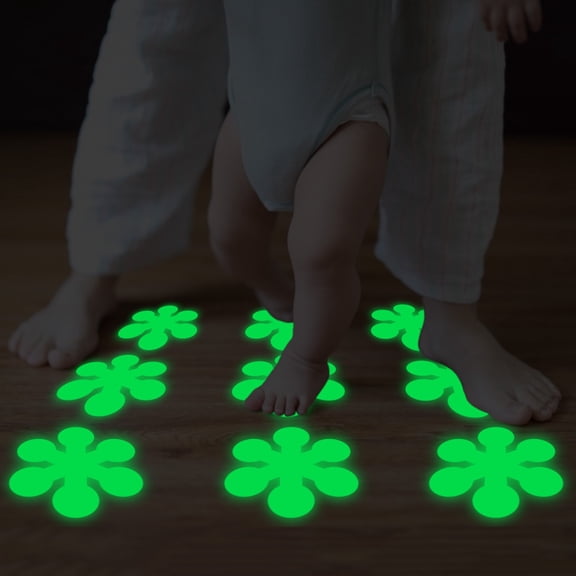 IUAMXWU 20Pcs Luminous Fluorescent Anti-Slip Strips, Self-Adhesive Glow in The Dark Safety Stickers with Yellow Decals for Bathroom Stairs Floor Steps, High Reflective Slip Resistant Pedal Pads