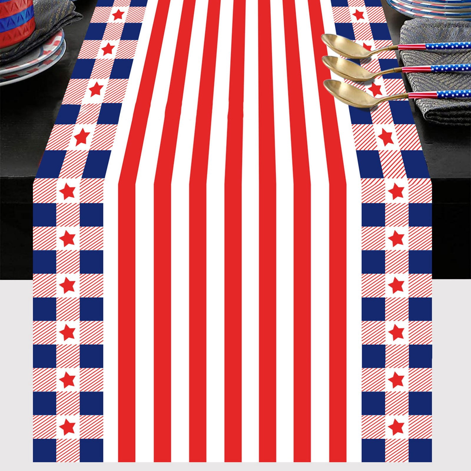 IUAMXWU 4 Independence Day Table Flag Patriotic Stripes Wired Edge ...