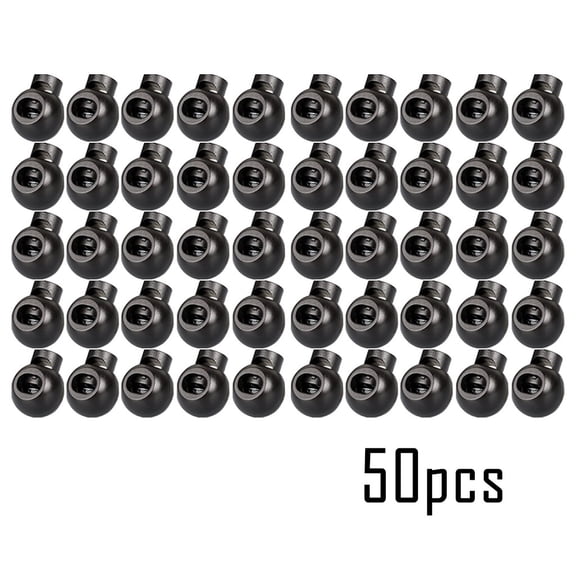 IUAMXWU 50Pcs Black Round Sliding Cord Locks, Spring Loaded Rope Stoppers for Lanyard Luggage DIY Crafts Sewing, Adjustable Cord Clip Tension Adjustment Fasteners