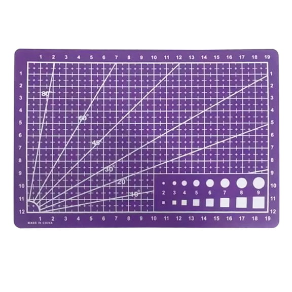 IUAMXWU A5 Double Sided Gridded Self-Healing Cutting Mat, PVC Rotary Cutting Mat for Craft Fabric Vinyl, Engraving Machine Cutting Pad for Sewing Quilting DIY Art Projects, Black Pink Purple