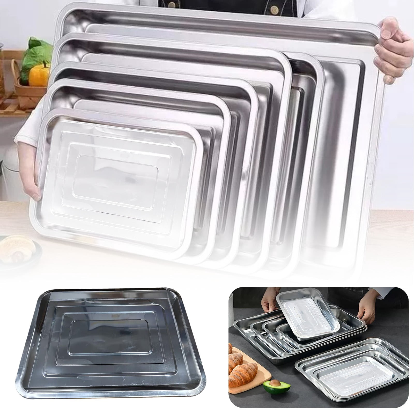 IUAMXWU Baking Sheet For Toaster Oven Cookie Sheets Pans For Toaster Oven，Small Stainless Baking Sheet Tray Dishwasher Oven Pan Anti Sturdy & Heavy 10 Different Sizes Clearance