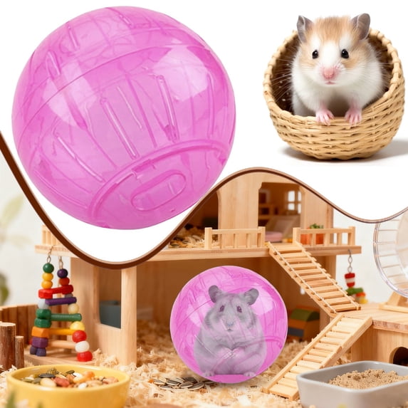 IUAMXWU Hamster Running Ball Toy - Pink 10x10cm Transparent Plastic for Small Pets