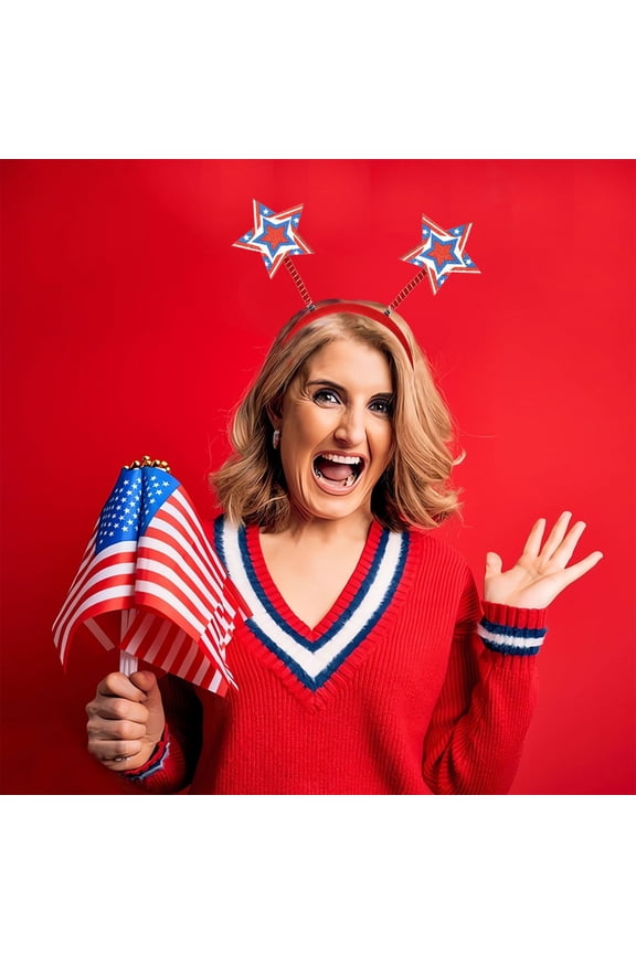 Patriotic 4th of July Headbands, American Independence Day Party Headbands with Balloon Accents, Patriotic Party Accessories for Independence Day Memorial Day Holiday Celebrations