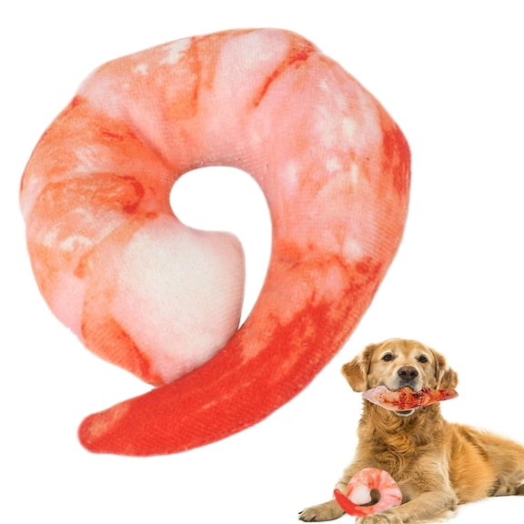 IUAMXWU Squeaky Plush Dog Toy - Shrimp Shape Soft Plush for Small to Medium Dogs